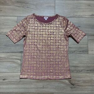 LuLaRoe Womens Geometric Print Gigi Elegant Collection Large Rose Pink Gold